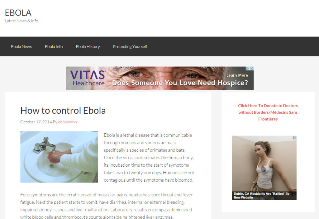 Ebola.com screenshot