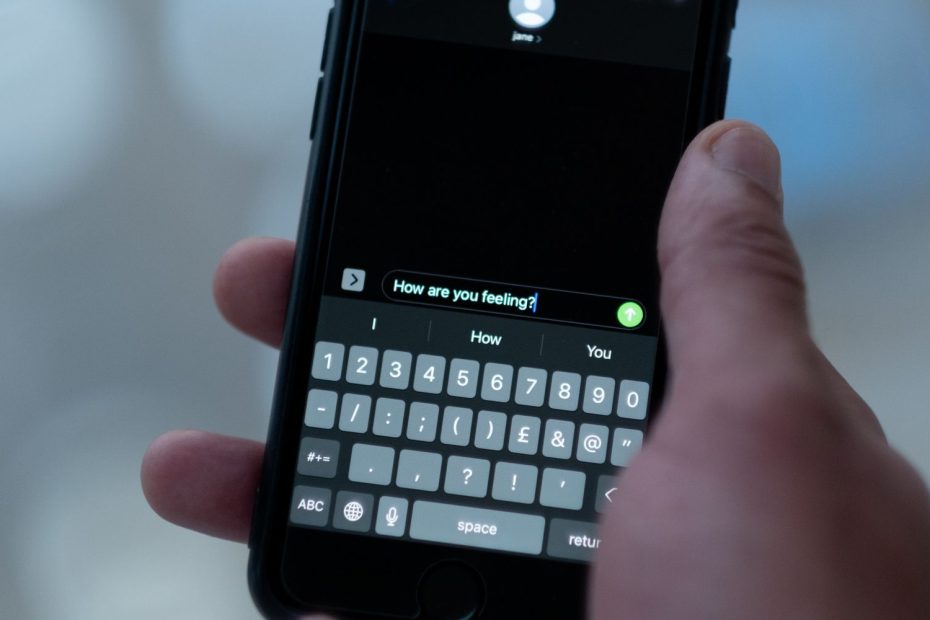 Phone showing a text conversation